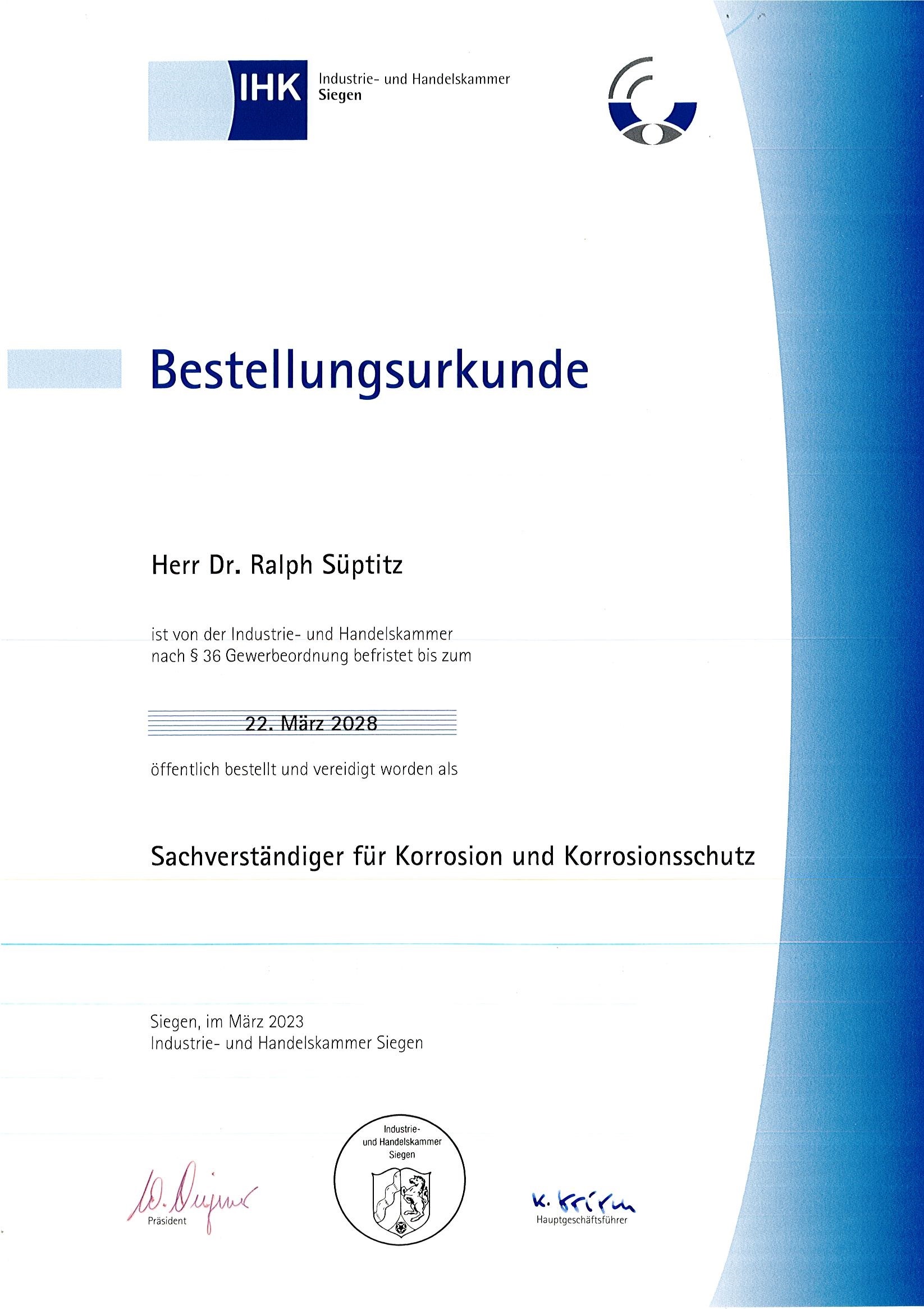 Bestellungsurkunde